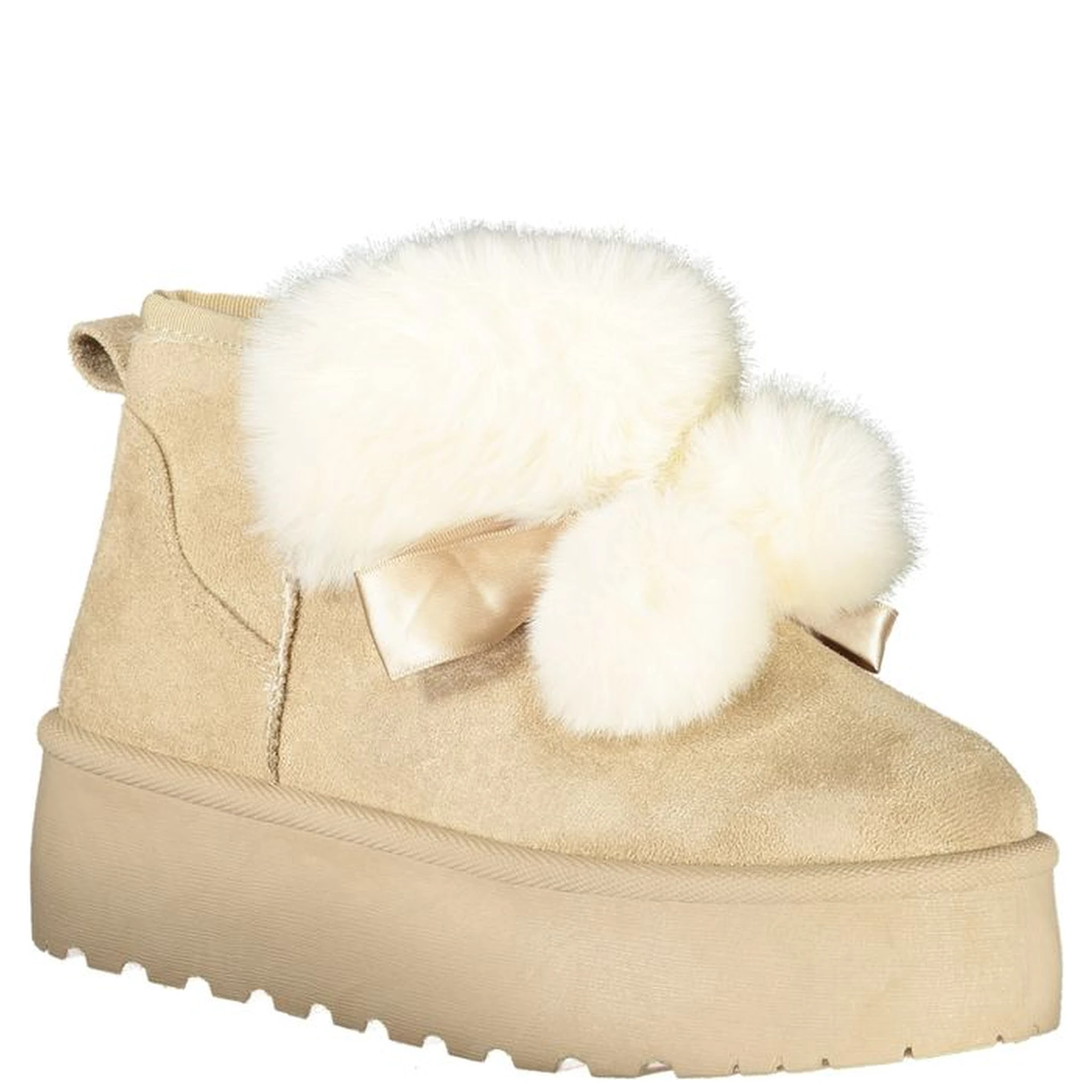 Beige Polyester Women Boot