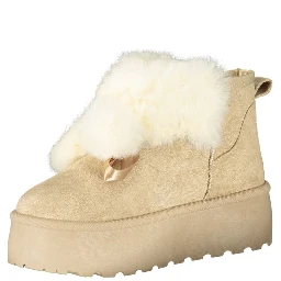 Beige Polyester Women Boot