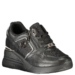 Black Polyester Women Sneaker