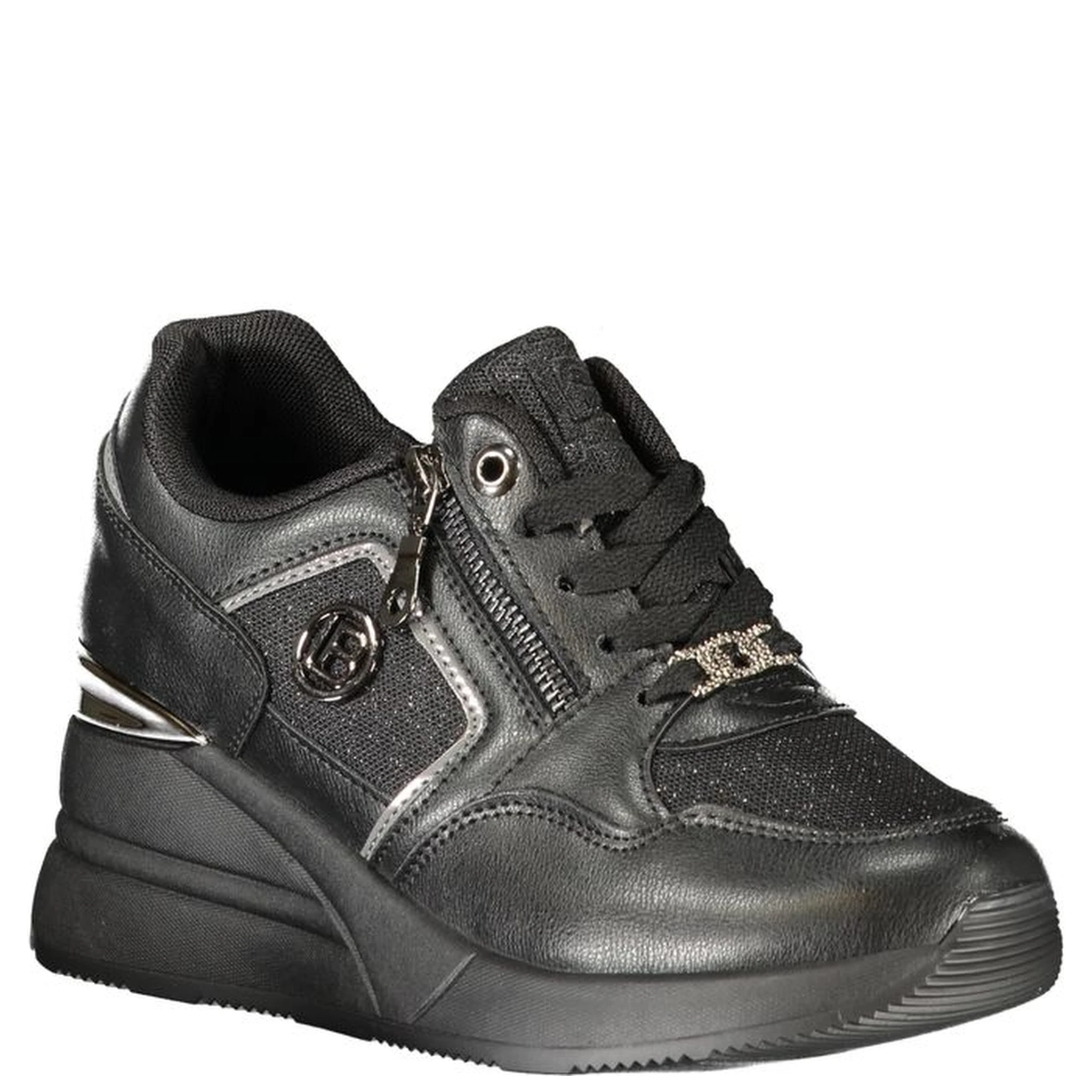 Black Polyester Women Sneaker