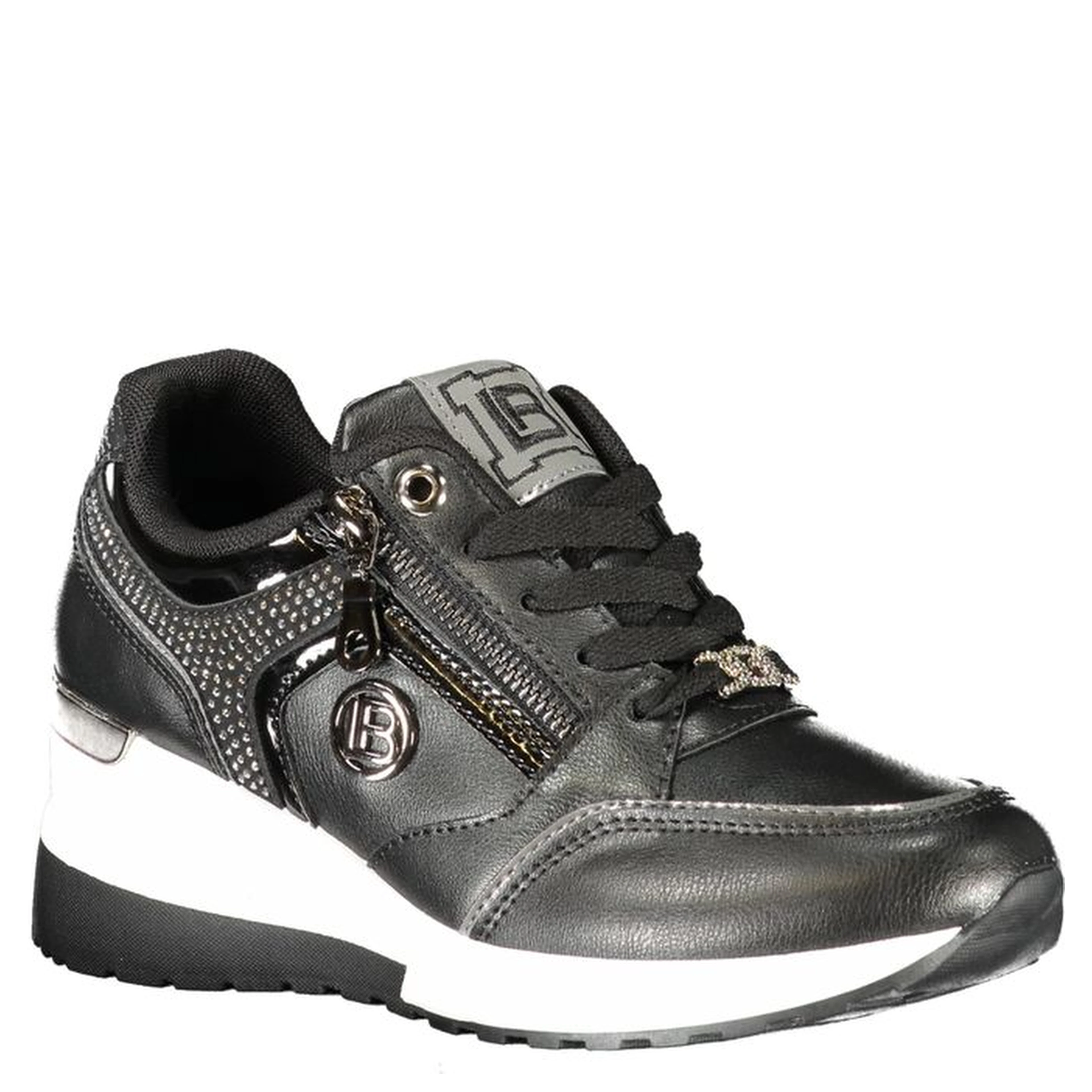 Black Polyester Women Sneaker