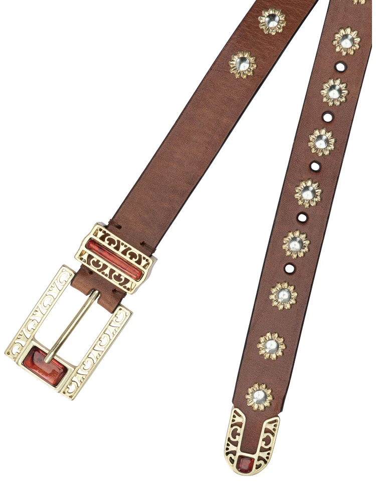 Belt with embroidery alternative