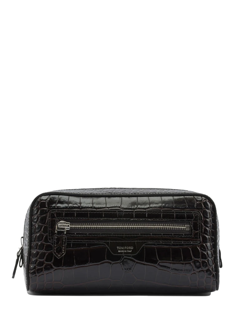 Crocodile print leather beauty case