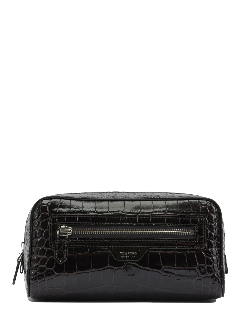 Crocodile print leather beauty case