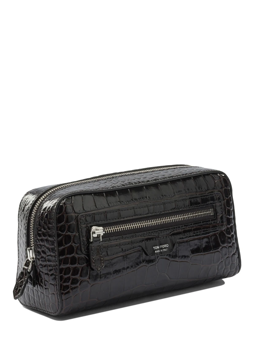Crocodile print leather beauty case