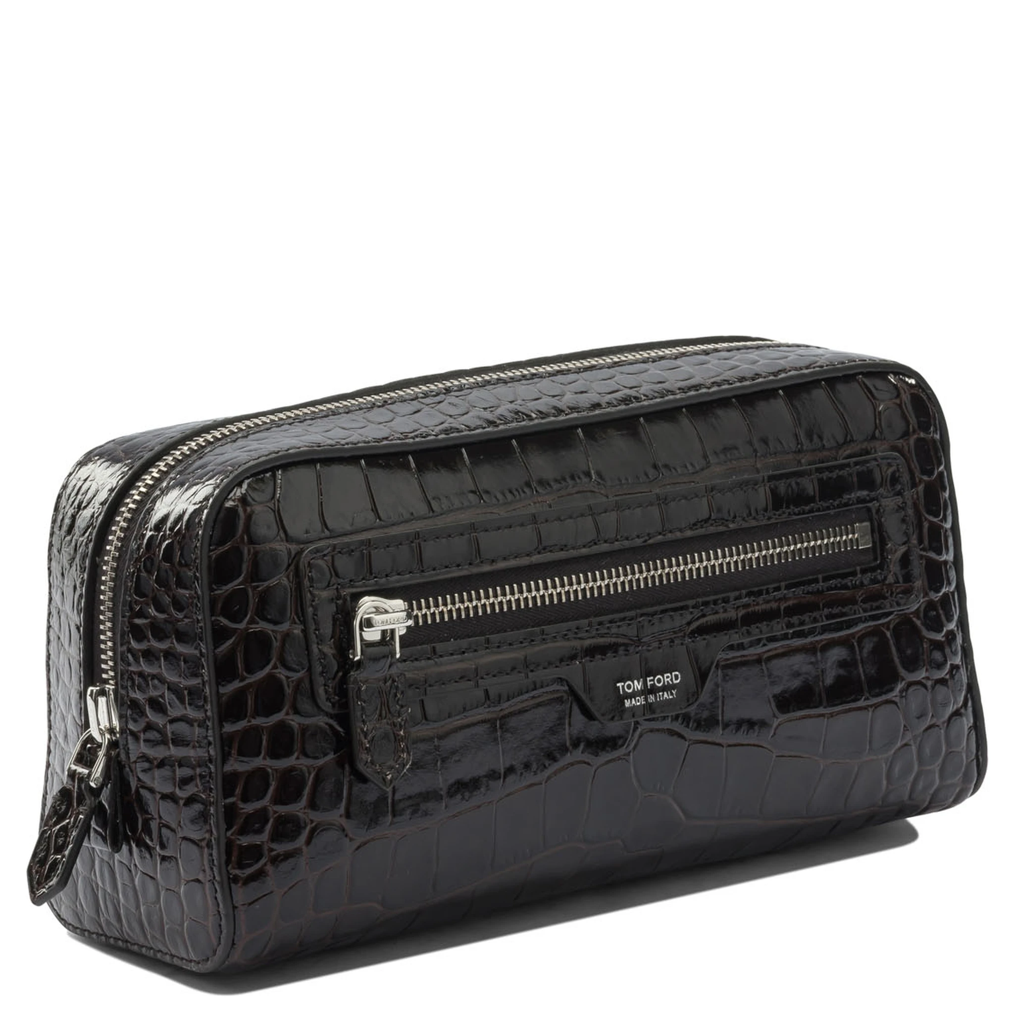 Crocodile print leather beauty case