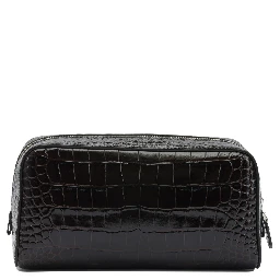 Crocodile print leather beauty case