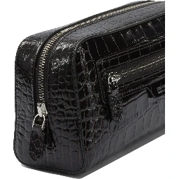 Crocodile print leather beauty case