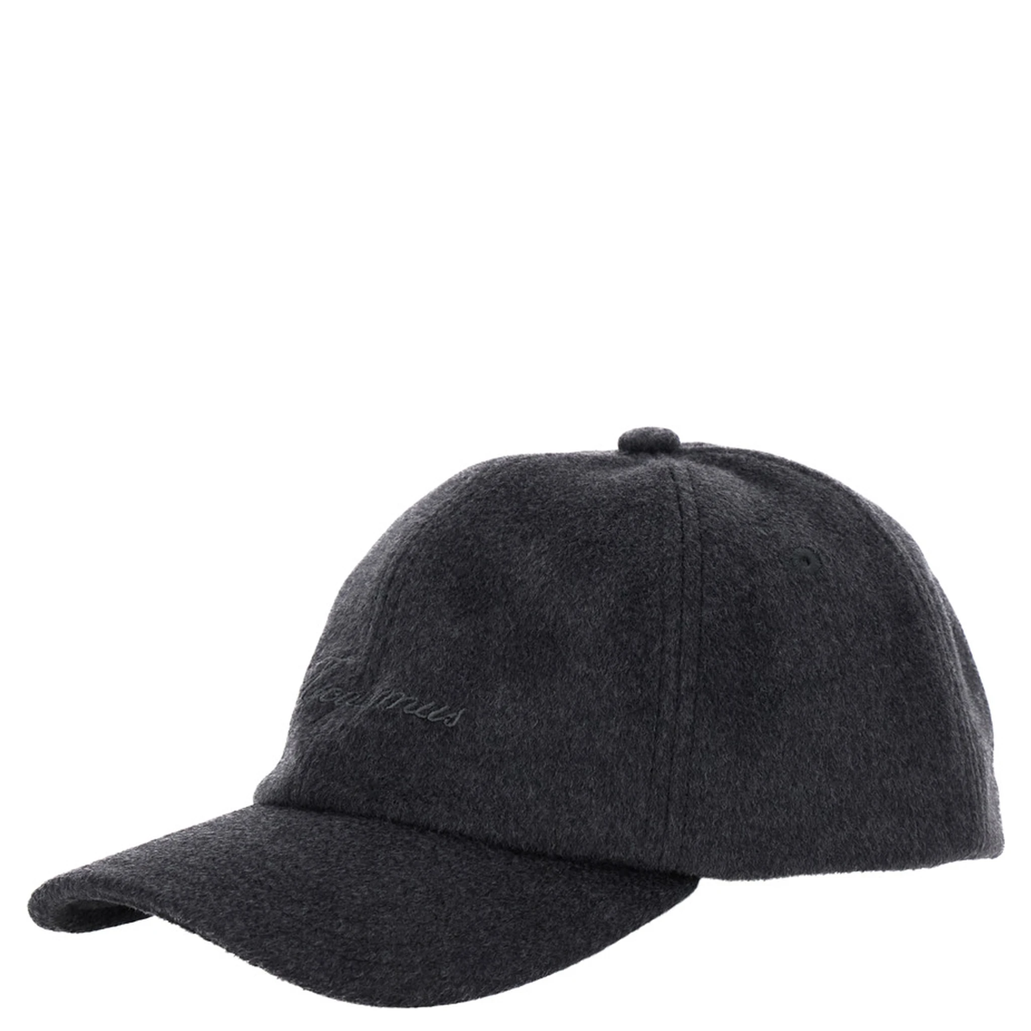 La Casquette Cachemiro Grey Baseball Cap with Logo Lettering Embroidery on the Front in Wool Woman