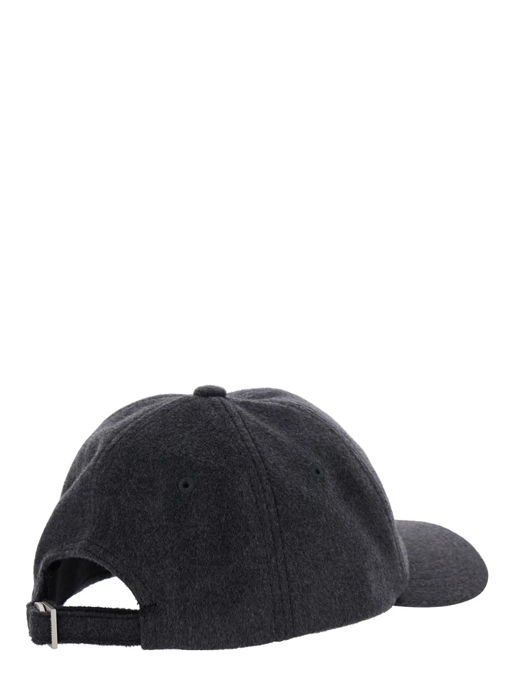 La Casquette Cachemiro Grey Baseball Cap with Logo Lettering Embroidery on the Front in Wool Woman alternative