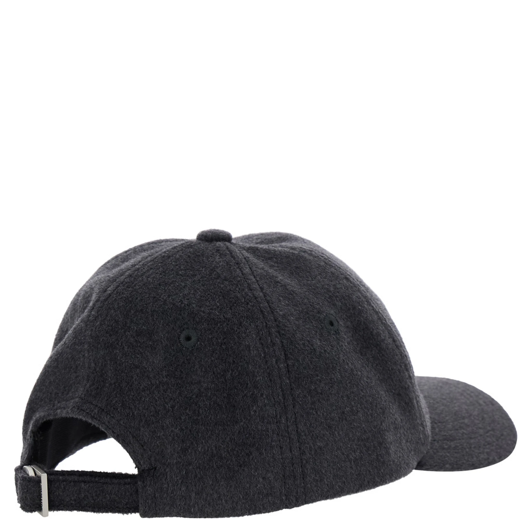 La Casquette Cachemiro Grey Baseball Cap with Logo Lettering Embroidery on the Front in Wool Woman