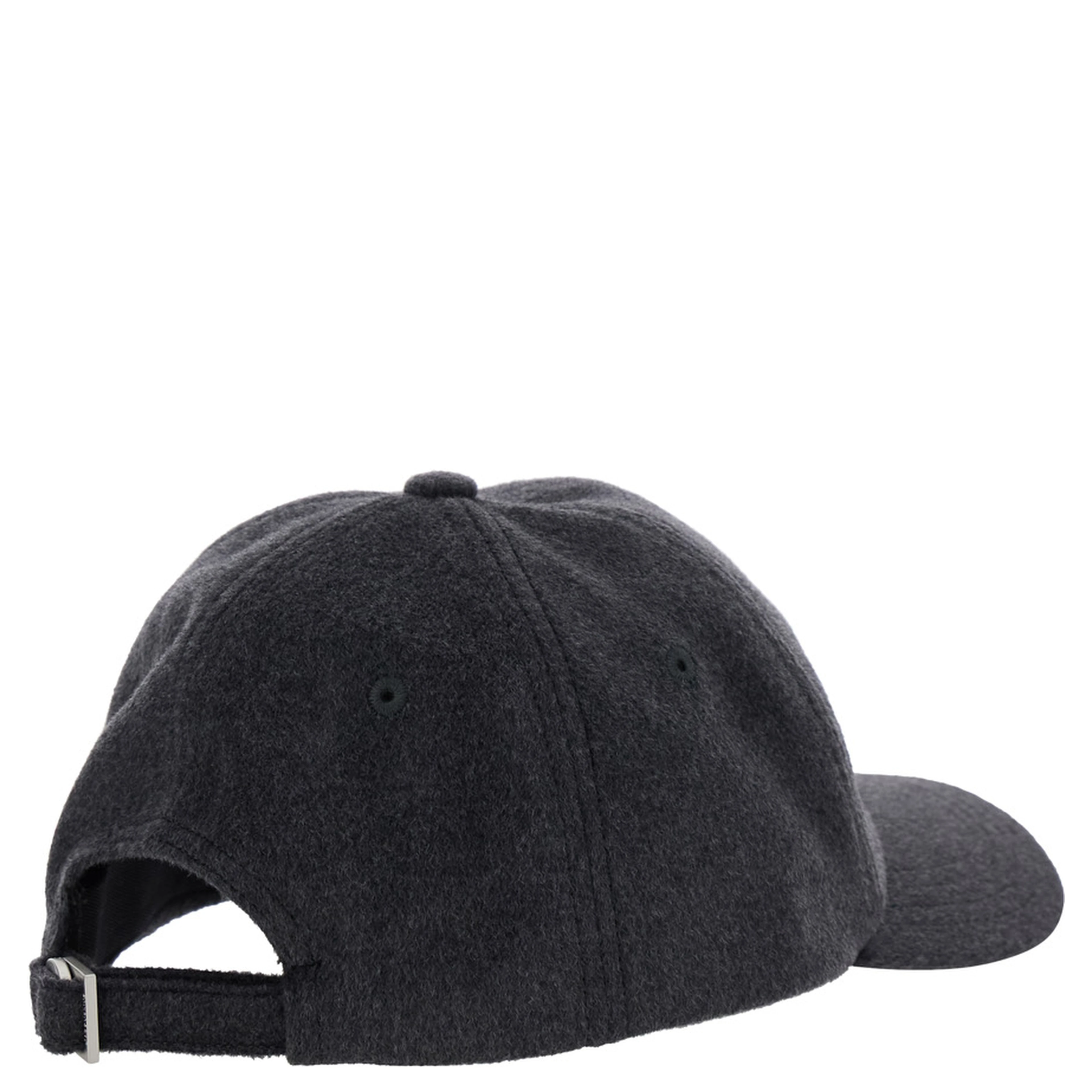 La Casquette Cachemiro Grey Baseball Cap with Logo Lettering Embroidery on the Front in Wool Woman