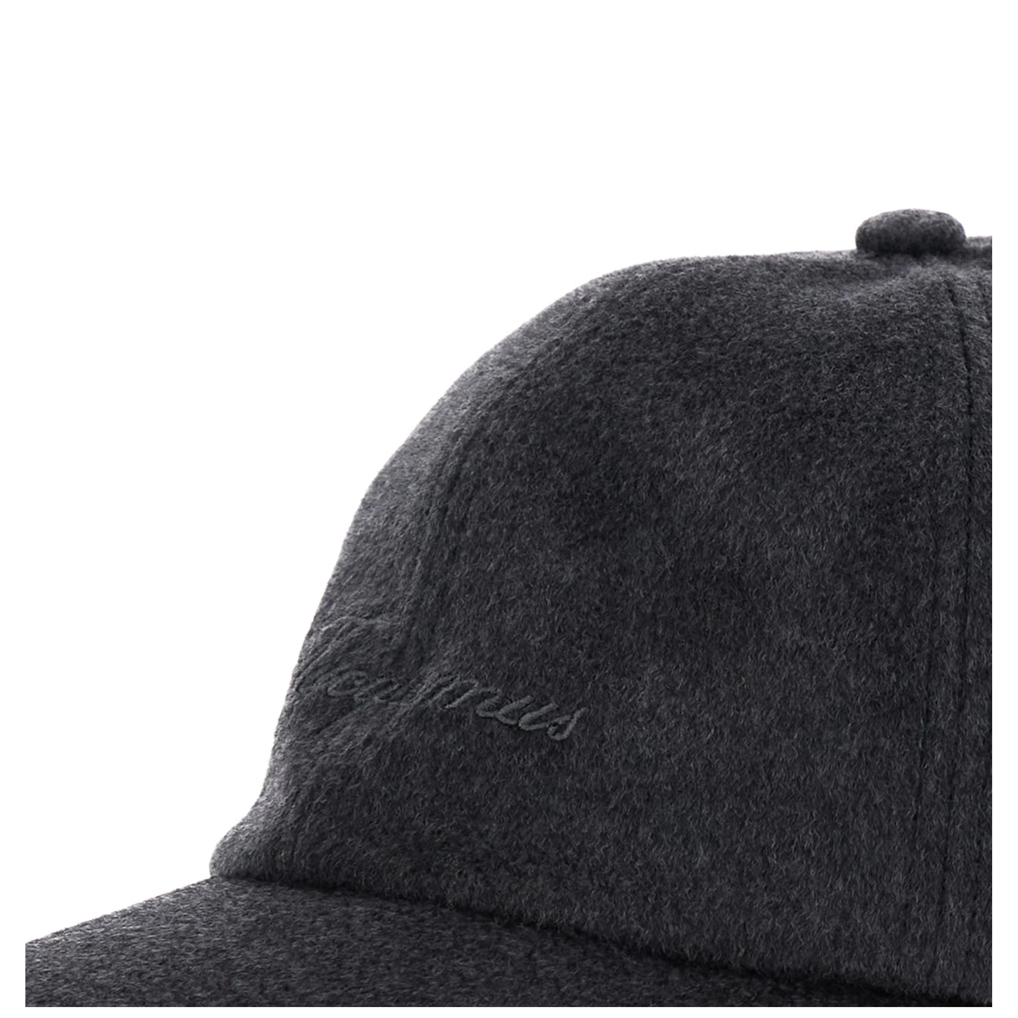 La Casquette Cachemiro Grey Baseball Cap with Logo Lettering Embroidery on the Front in Wool Woman