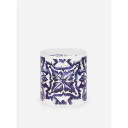 Sicilian Neroli and Lemon Scented Candle with Blue Mediterraneo Print Dolce & Gabbana