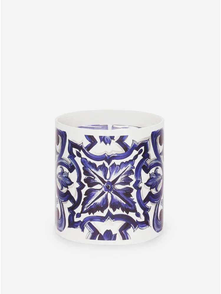 Sicilian Neroli and Lemon Scented Candle with Blue Mediterraneo Print Dolce & Gabbana alternative
