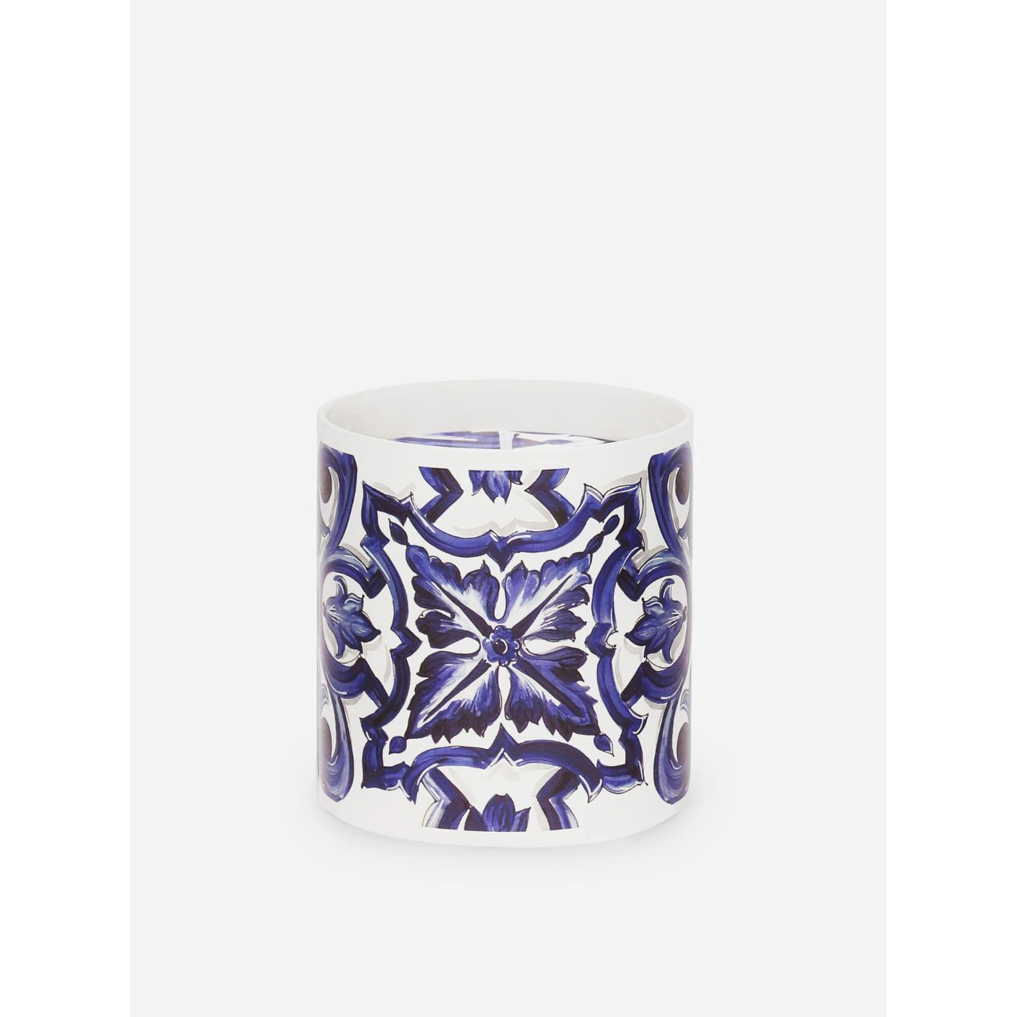 Sicilian Neroli and Lemon Scented Candle with Blue Mediterraneo Print Dolce & Gabbana