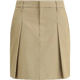 Beige Cotton Mini Skirt