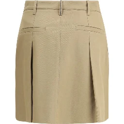 Beige Cotton Mini Skirt