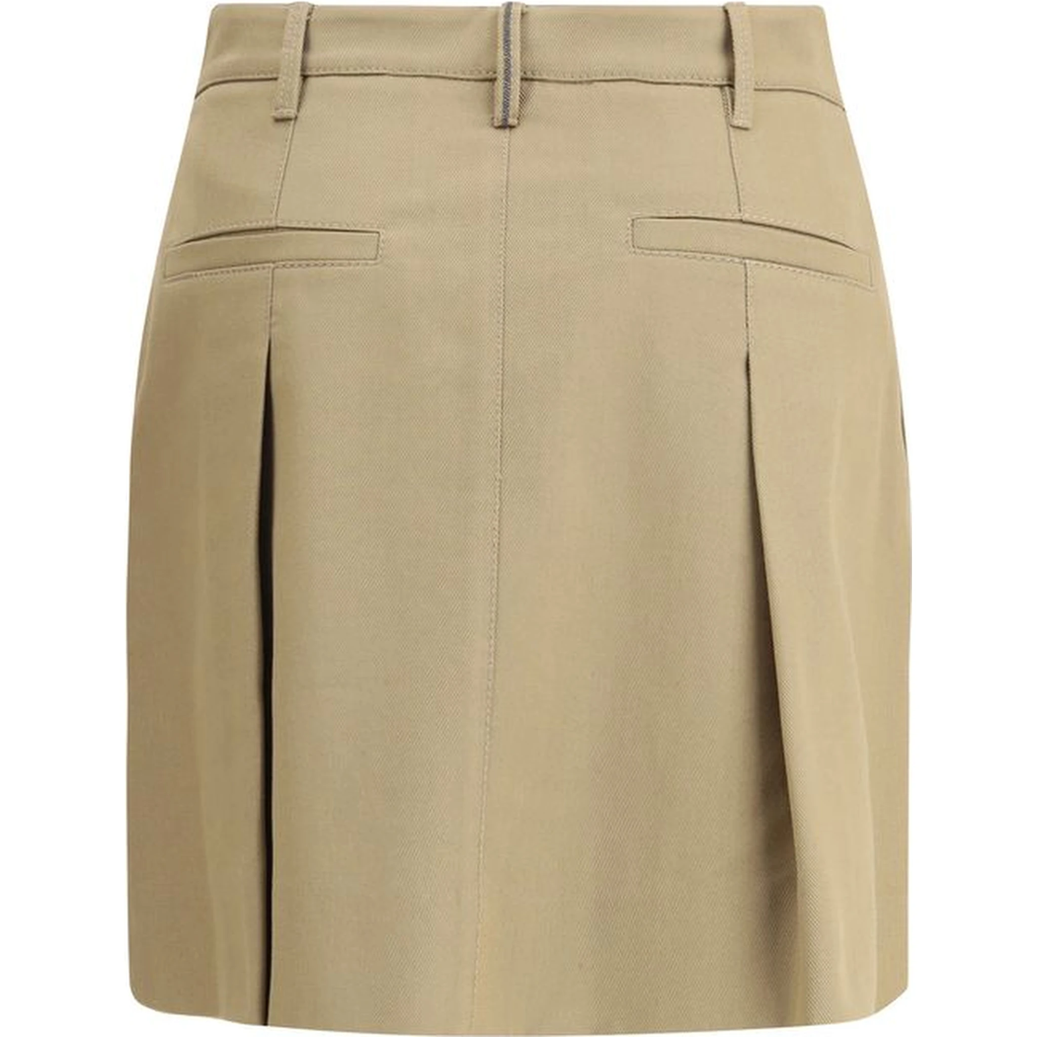 Beige Cotton Mini Skirt
