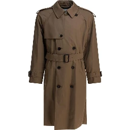 Long gabardine trench coat