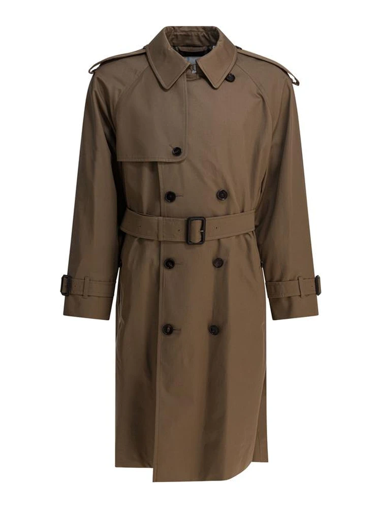 Long gabardine trench coat