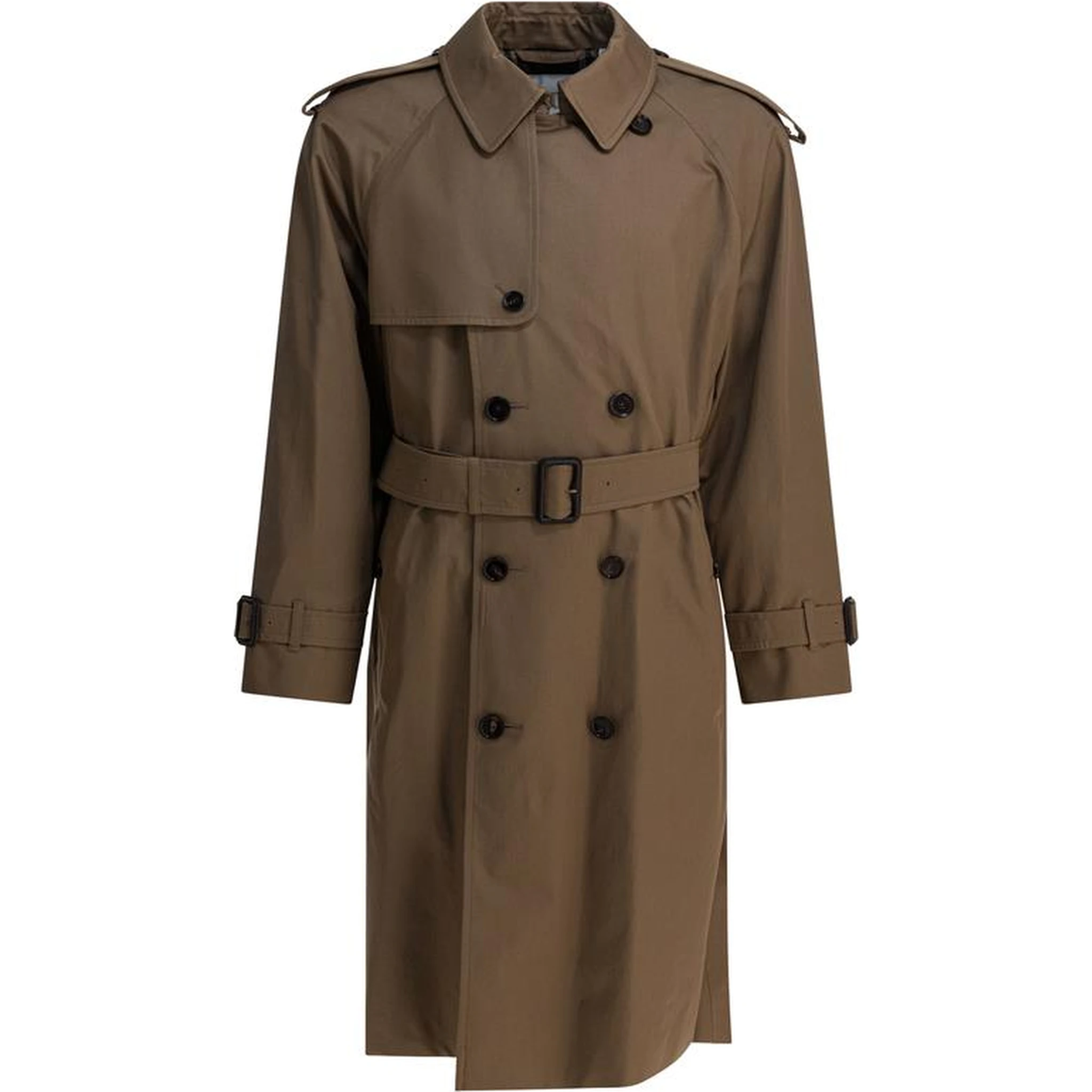 Long gabardine trench coat