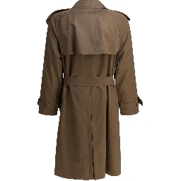 Long gabardine trench coat