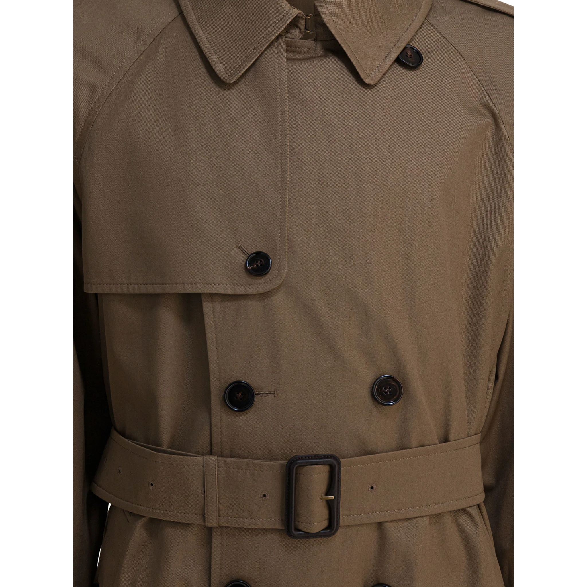 Long gabardine trench coat
