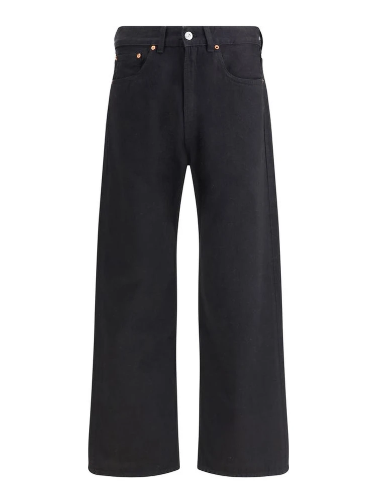 Black Cotton Straight-Leg Jeans