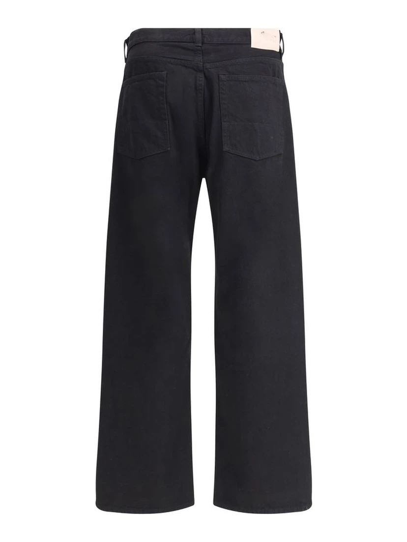 Black Cotton Straight-Leg Jeans