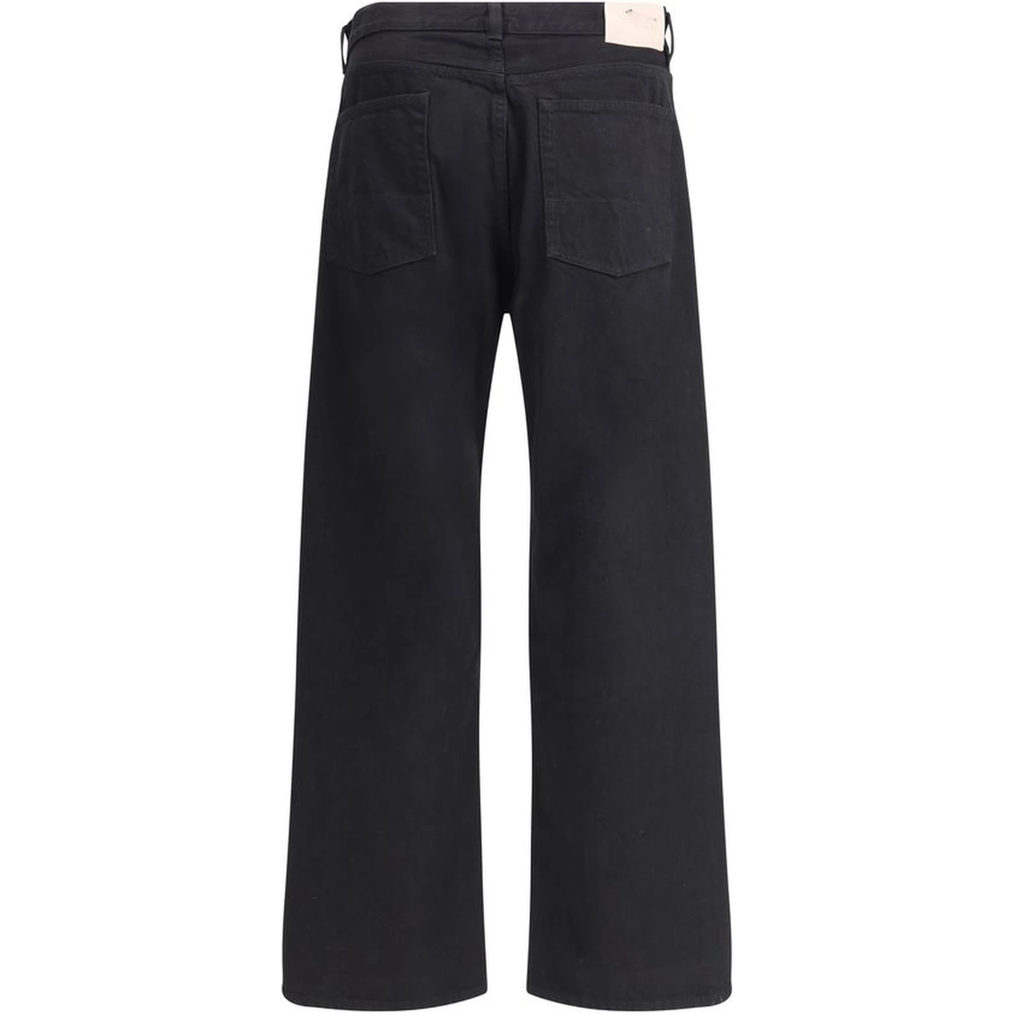 Black Cotton Straight-Leg Jeans
