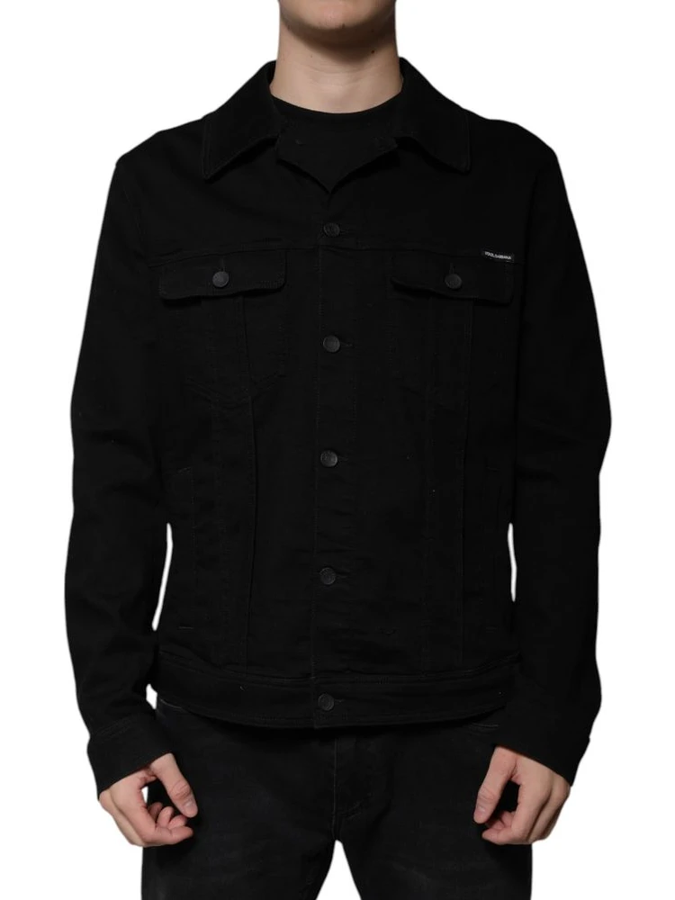 Black Cotton Denim Jacket