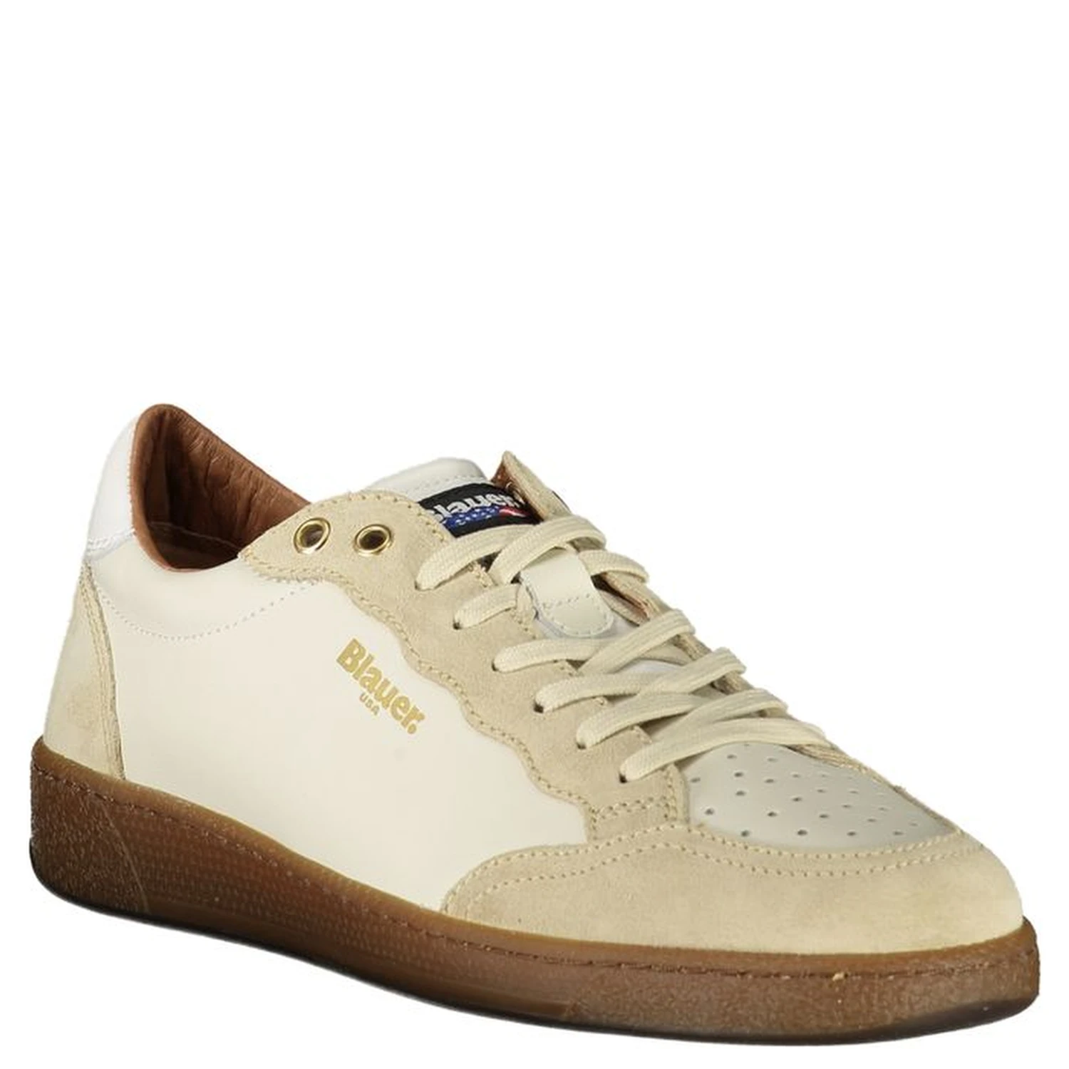 حذاء رياضي رجالي من الجلد الأبيض