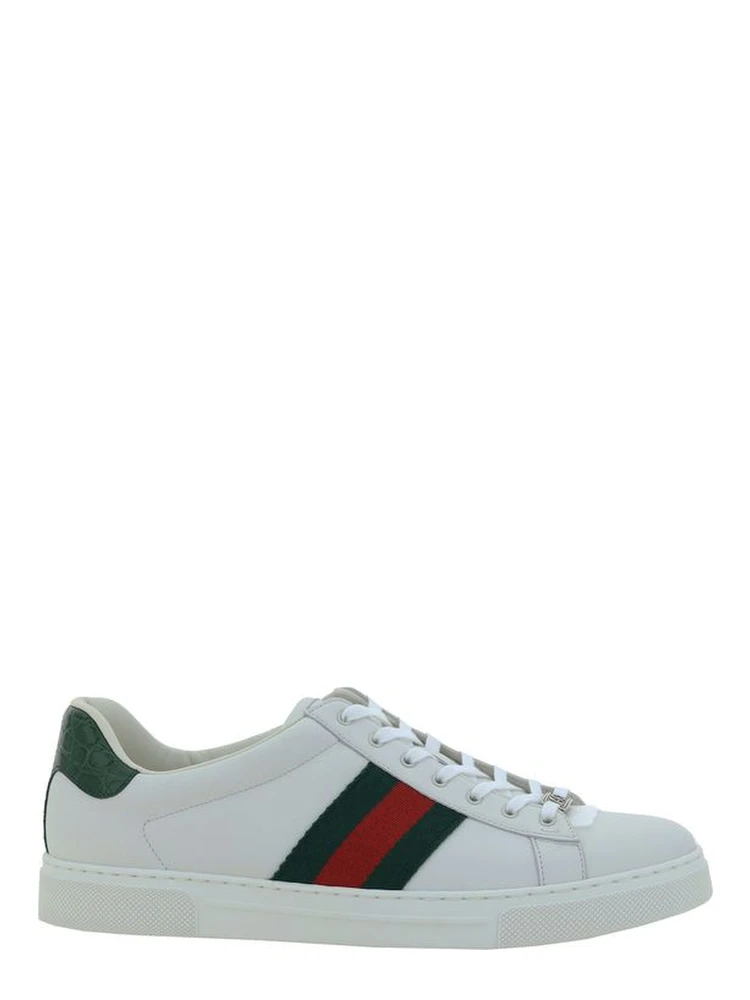 White Calf Leather Bos Taurus Low Top Sneakers