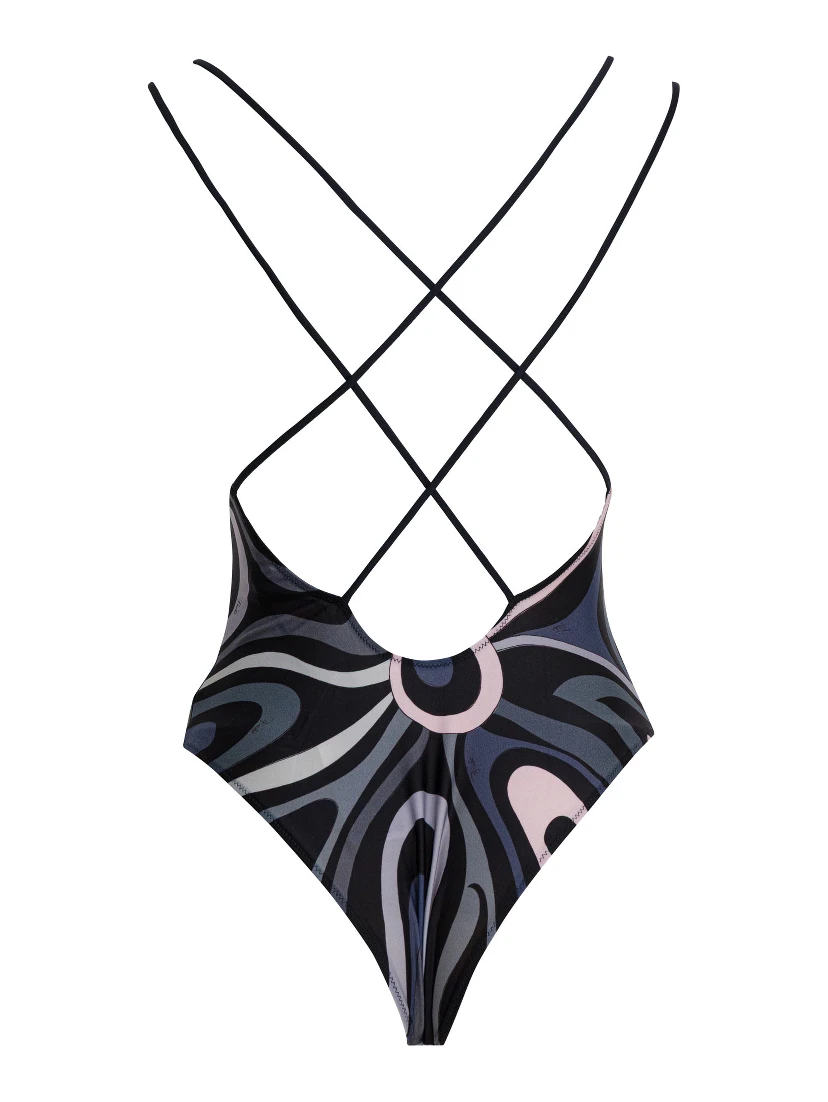 One-piece swimsuit with print