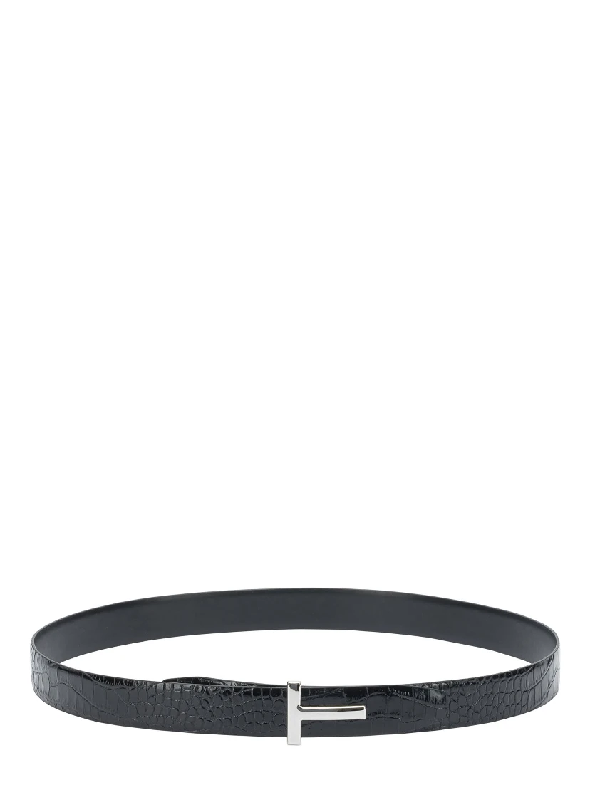 Belt with crocodile print