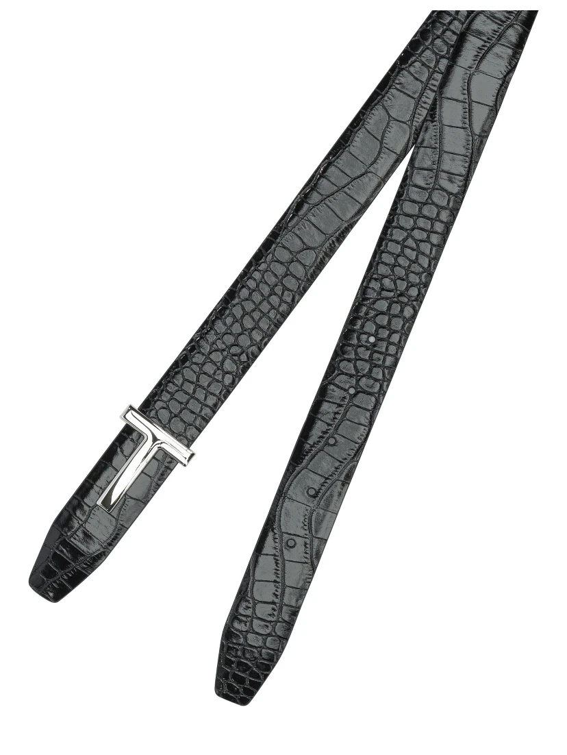Belt with crocodile print