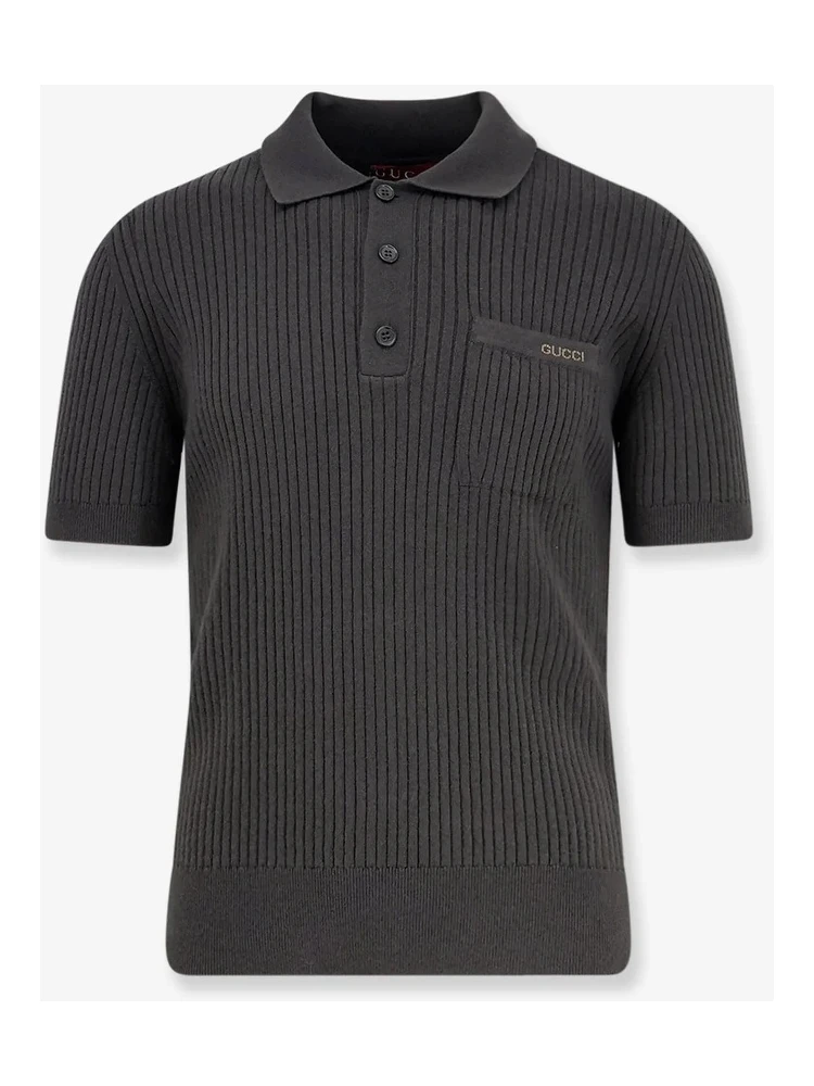 Wool and cashmere polo shirt short sleeves