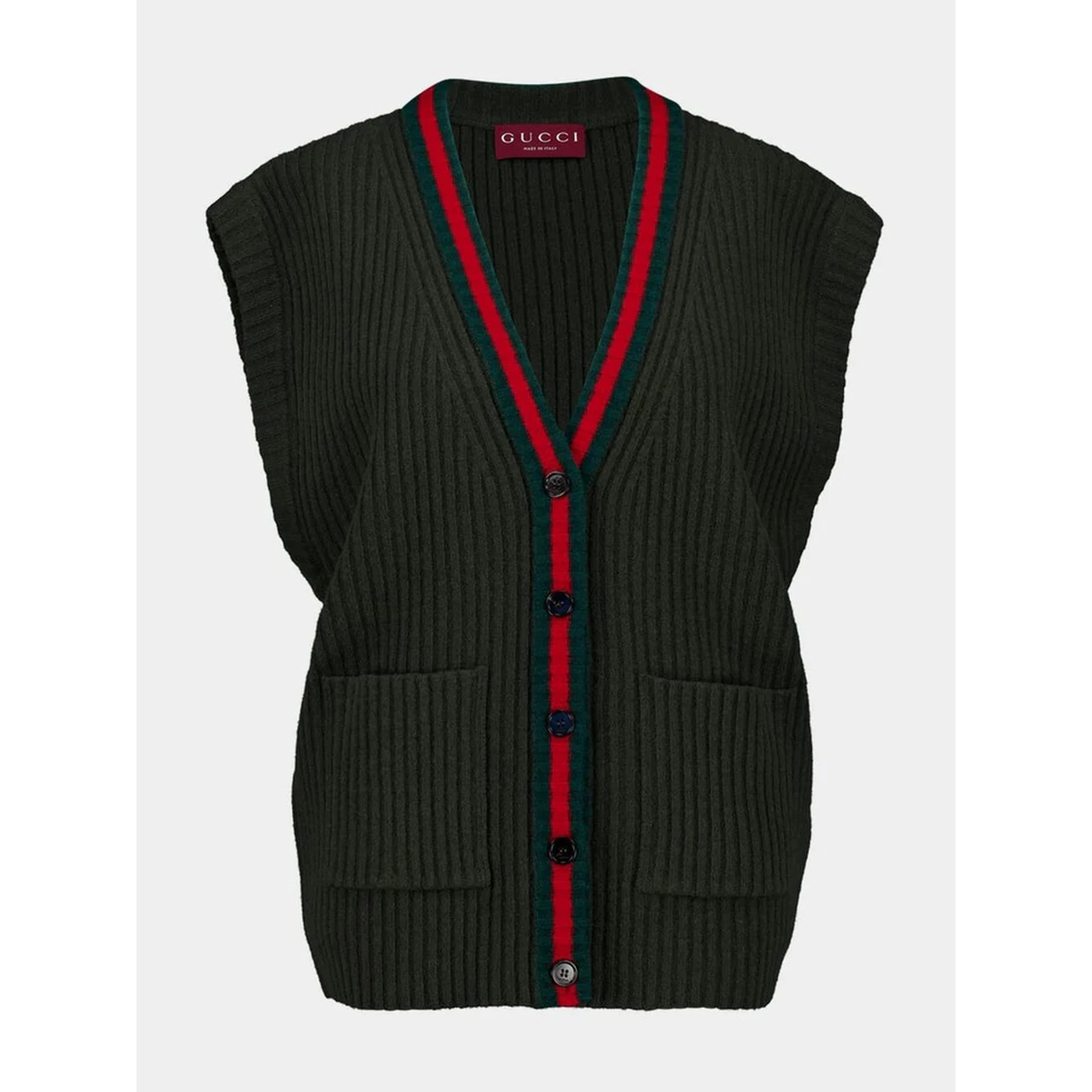 Sleeveless cardigan in wool