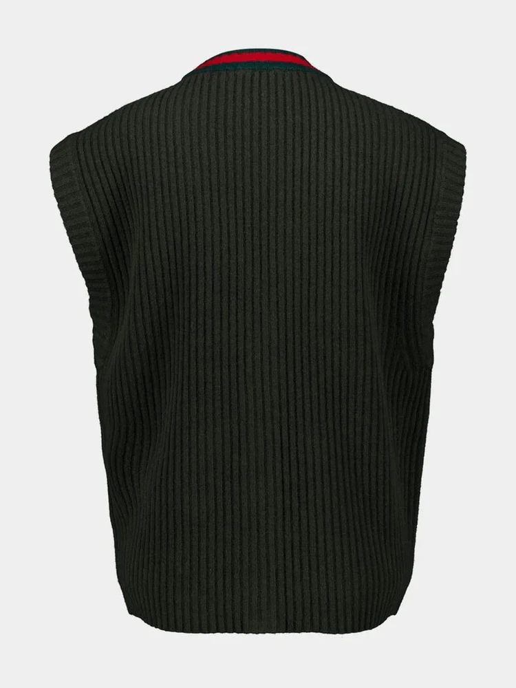 Sleeveless cardigan in wool alternative