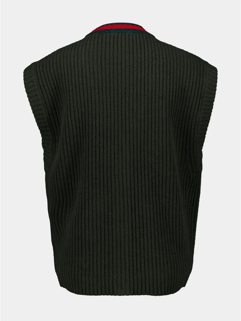 Sleeveless cardigan in wool