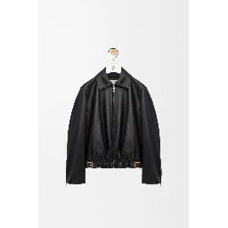 Belted leather jacket