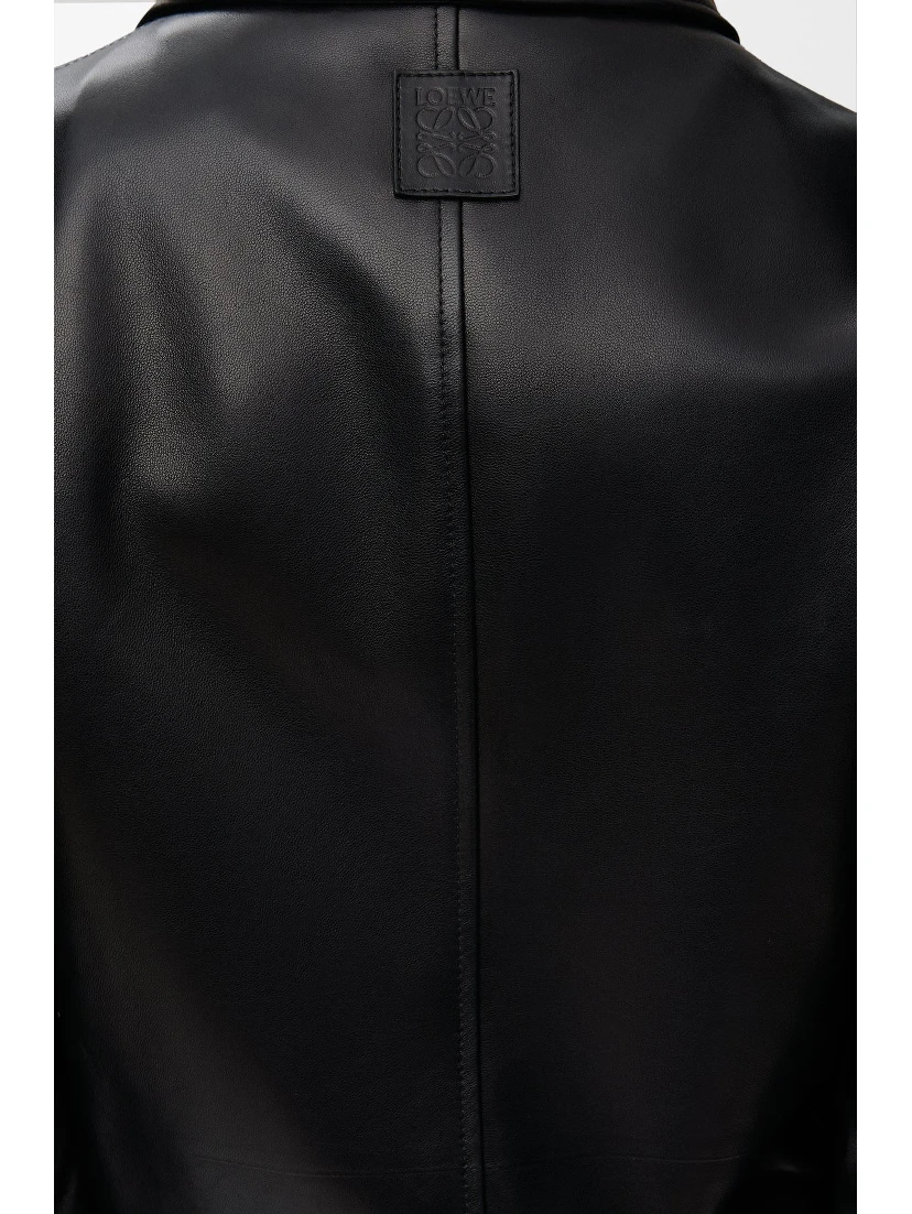 Belted leather jacket