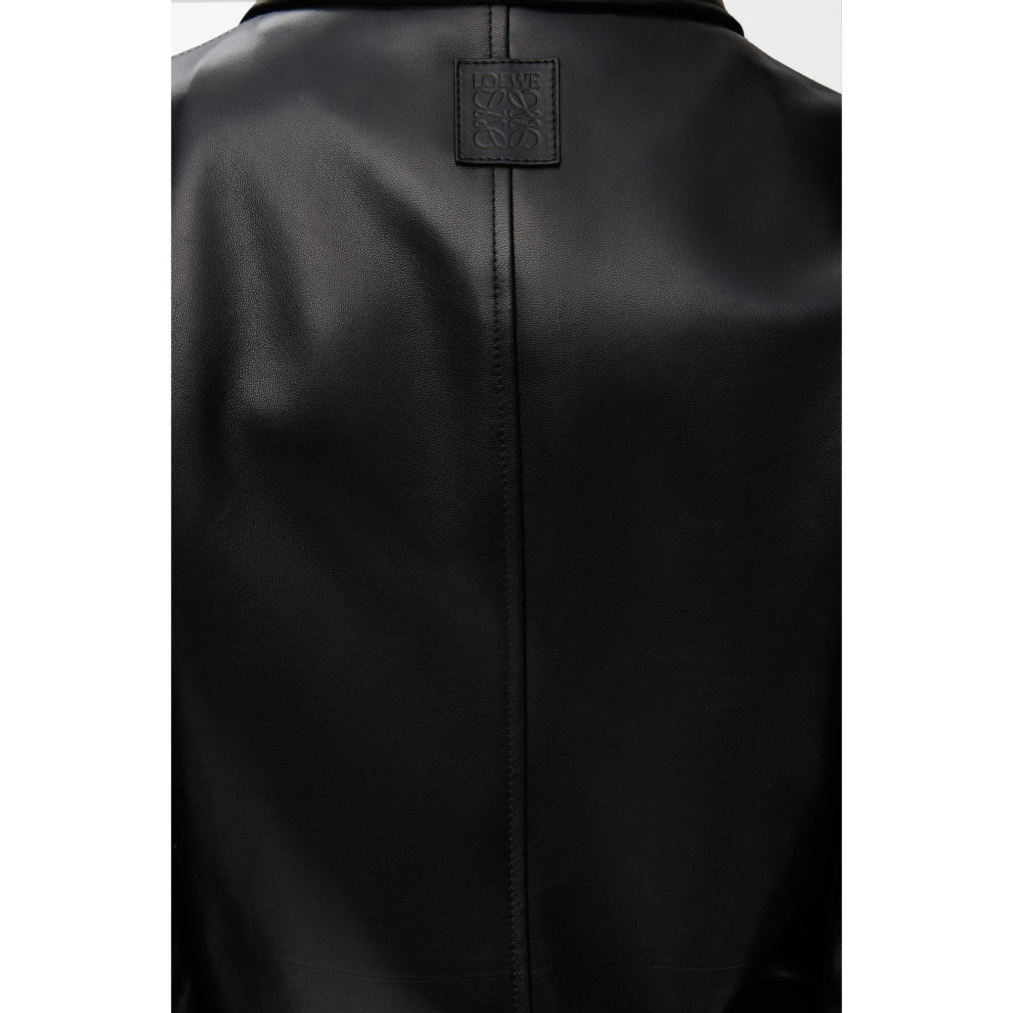 Belted leather jacket