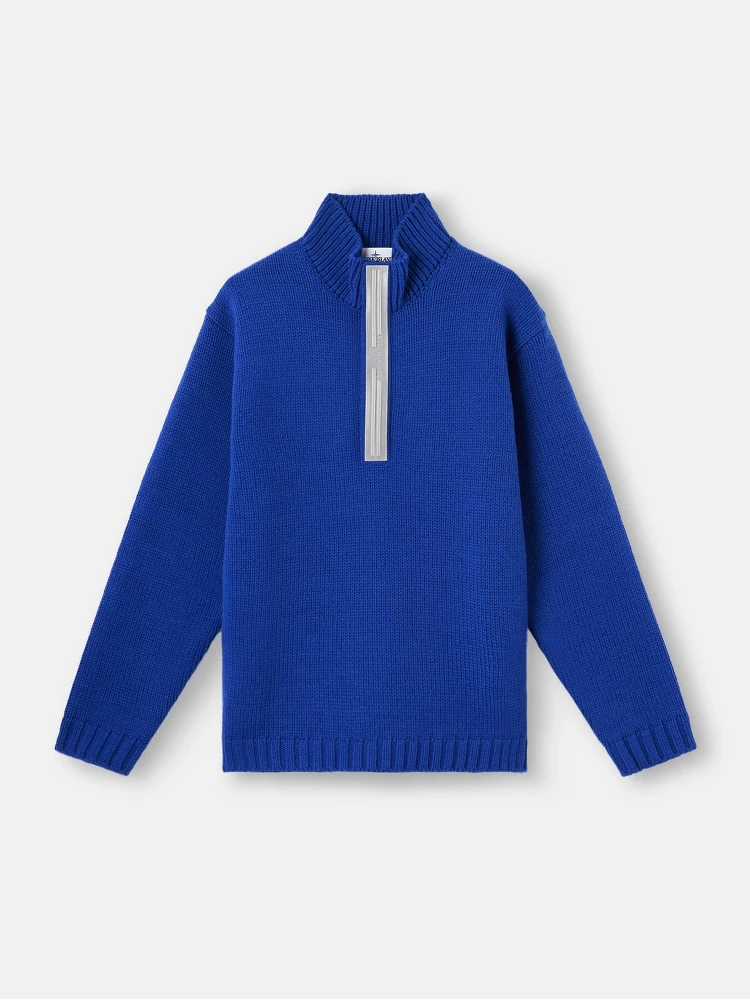 Virgin wool knitwear with short zip
