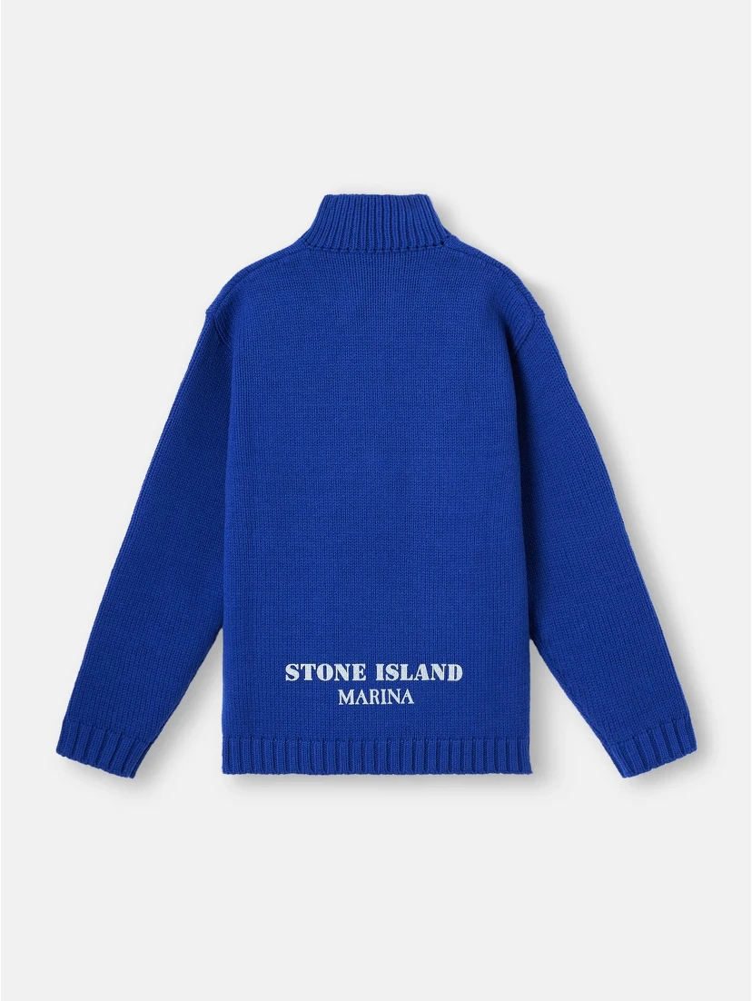 Virgin wool knitwear with short zip