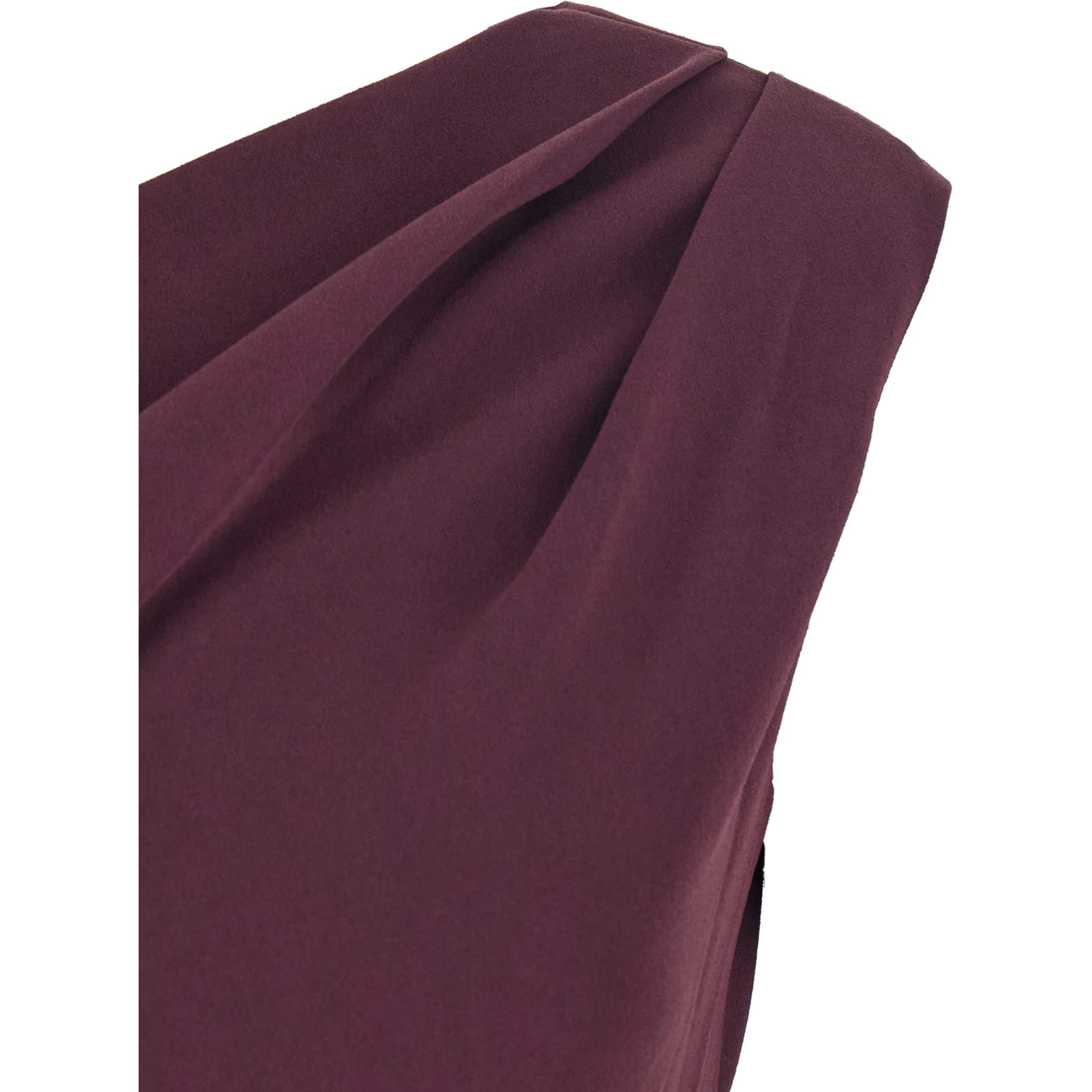 Irina Bordeaux One-Shoulder Long Dress with Draped Neckline in Fabric Woman