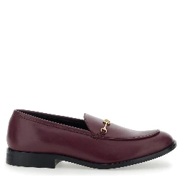 Bordeaux Loafers with Logo Plaque in Leather Woman