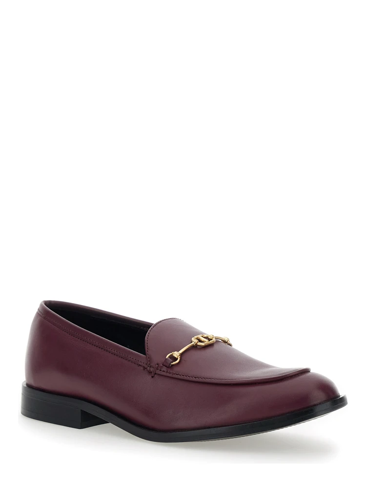 Bordeaux Loafers with Logo Plaque in Leather Woman alternative