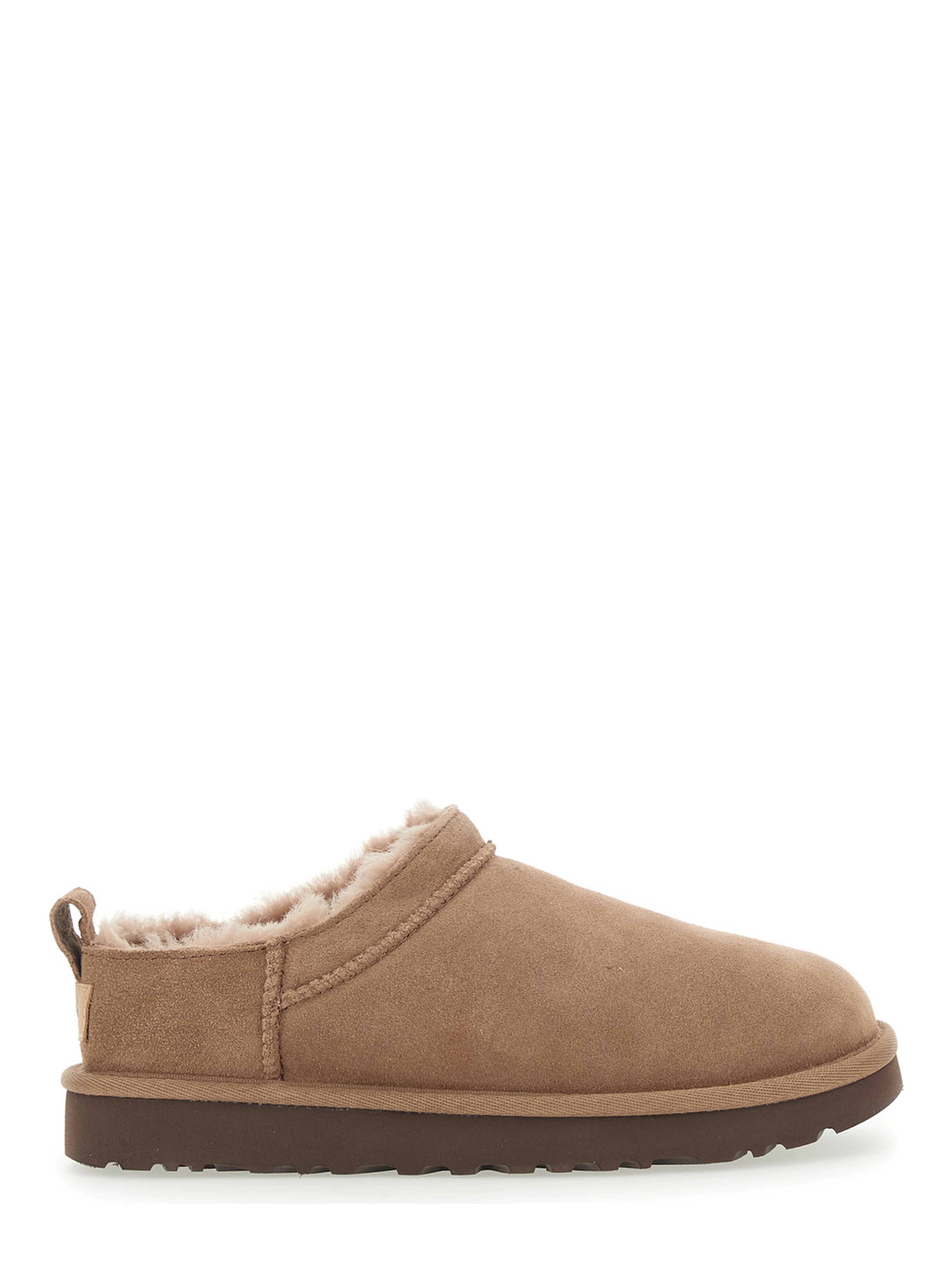 “Classic Micro” Beige Ankle Boots with Logo Embossed in Suede Woman